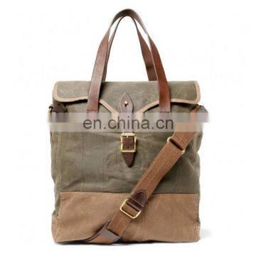 Canvas and leather handbag with shoulder