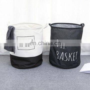 hot sale linen round fabric storage laundry basket for toys ,customized folding laundry basket