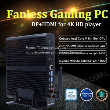 Eglobal New 10th GEN Fanless Mini Pc Gamer Nettop Intel i7 10510U Windows 10 2*DDR4 M.2 NVMe Linux Desktop Computers