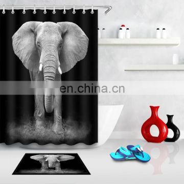 i@home Black elephant 3D digital printing bath polyester shower curtain waterproof