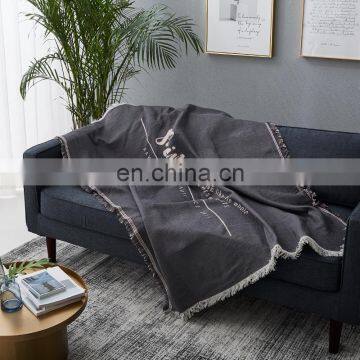 RAWHOUSE Nordic Pink Gray Plain Color Cotton Throw Blanket Woven photo-7