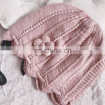 Baby Hat Korean Autumn and Winter Models Children's Warm Knitted Woolen Hat Girls Baby Cute Flower Pullover Hat Trend photo-6