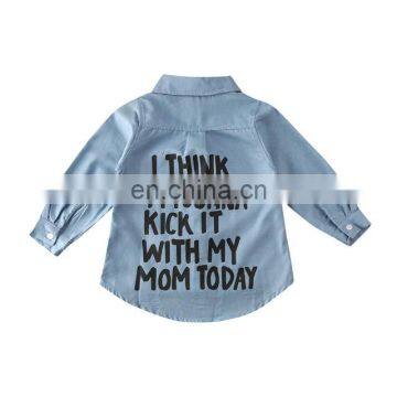 Autumn Toddler Baby Girl Coat Cotton Denim Kids Children Clothes Letters Printed Tops T-Shirt Trench Jacket photo-5