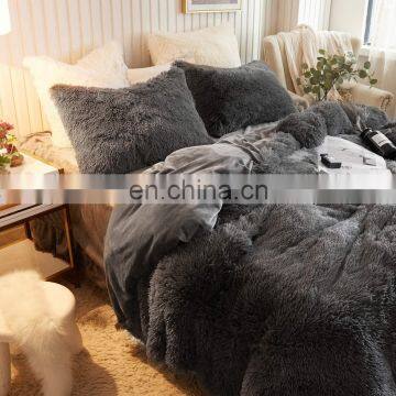 Custom Bed Cover Shaggy Fur Duvet Cover Luxury Ultra Soft Velvet Bedding Set photo-5