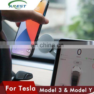 Carest Model3 Smartphone Pillar Cell Phone Holder For Tesla Model 3 Phone Holder Accessoires Model Three Tesla Model Y 2020 2021