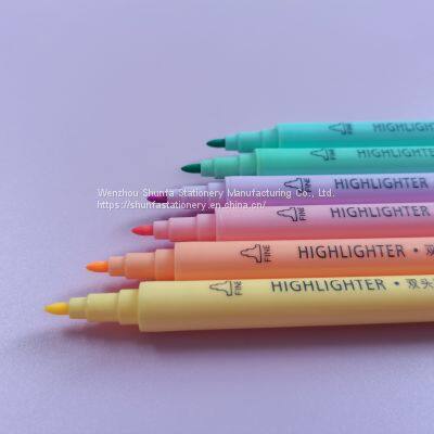 Good Quality Factory 6 Color Pastel Color Fluorescent Highlighter Double Tip Twin Marker Watercolor Pen for Children Student Art photo-4