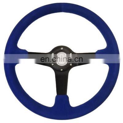 Blue suede with customized stitching universal 350 mm racing  Steering Wheel