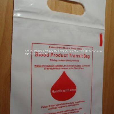 Die Cut Handle Blood Transit Biodegradable Shopping Bag Blood Transport Bag, Header With Grip Seal Closure, Punch Handle photo-4