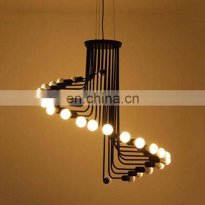 Industrial LED Light Iron Chandelier Vintage Rotate Shape Hanging Light Indoor Decorative Pendant Lamps