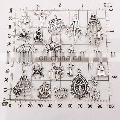 100 Pieces Mix Sale Tibetan Silver Accessories Halloween Ancient Silver Bracelet Accessories Diy Pendant photo-3