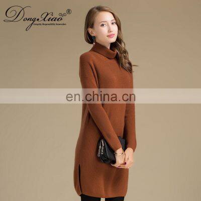 Inner Mongolia Ordos Women's 100% Pure Cashmere High Neck Sweater Dress photo-2