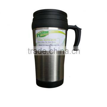 Double wall stainless steel auto mug with handle