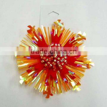 Metallic Fancy bow Celebration Firework Bow/PET Fancy ribbon sunflower bow