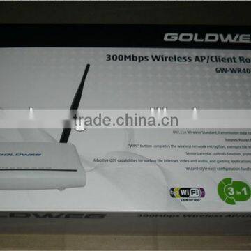 4 LAN ports 300Mbps 802.11n Wirless AP/client Router goldweb GW-WR401N wirless router