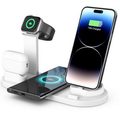 Accessoires de bureau Chargeur sans fil magnétique 3 en 1 Support pliable pour téléphone portable, écouteurs, montre intelligente Station d'accueil pour tablette