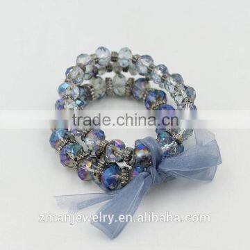 Handmade Multilayer Colorful Glass Bead With Ribbon Fashion Bracelet