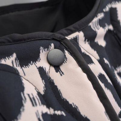 Women's Versatile Animal Print Round Neck Single Breasted Long Sleeved Cotton Jacket Jacket photo-4