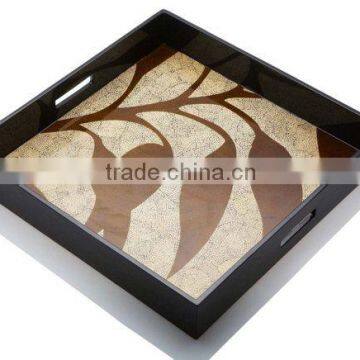 High quality best selling Leaves style Lacquered Square Serving Tray