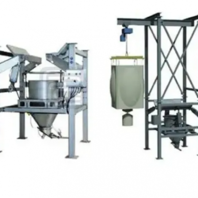 Sistema de silo para el transporte, carga y descarga de bolsas de 25 - 1200 kgs de ceniza volante jumbo, ceniza mineral, ácido cítrico y polvo de cemento