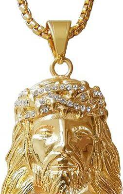 18K Gold-plated Jesus Christ Necklace for Men Women | Jesus Christ Pendant with Chain | Hip Hop Necklace