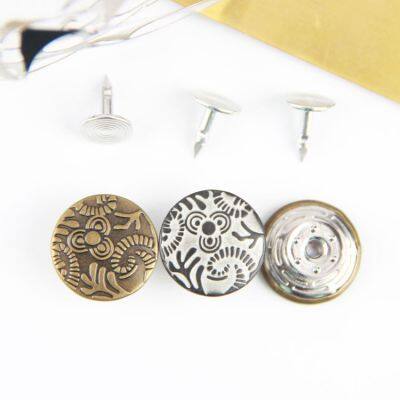 Embossed Logo Brass Material Jeans Jacket Logo Custom Metal Buttons for Denim Jeans photo-4