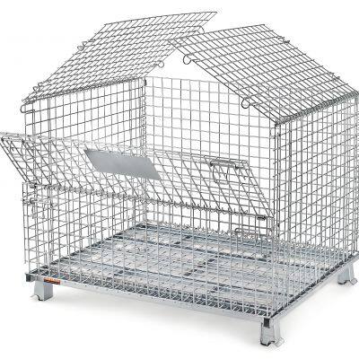 Warehouse Steel Collapsible Wire Mesh Storage Bins Industrial Stackable PET Preforms Wire Mesh Container Cage With Wheels Mesh Wire Storage Cage photo-4