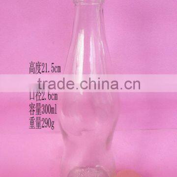 300ml glass juice bottle, 300ml glass beverage bottle with cap