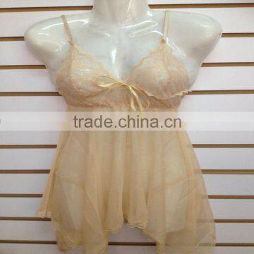 1.23USD Factory Manufacture Sexy Yough Ladies Transparent Appeal Sleepwear/Pyjamas Set With G-string (qqsy047)