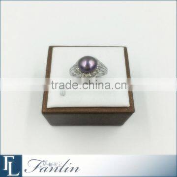 Fashion rhinestone ring, freshwater flat pearl ring