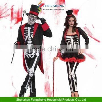 Mr & Mrs Bones Jangles Halloween Skeleton Fancy Dress Mens Ladies Costume Outfit