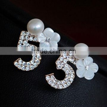 Numbers Earrings White Fresh Water Pearl Earring Flower Shape Earring