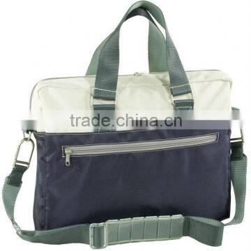 Two tone canvas shoulder bag with laptop compartment