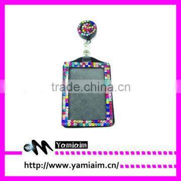 Multi color Rhinestone Retractable Reel Badge Holder