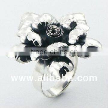 Blooming In Abundance Fancy Sterling Silver Rose Flower Ring