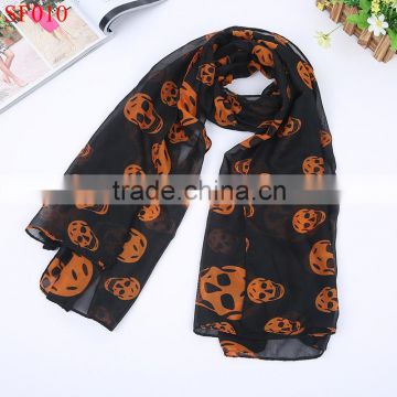 SF009 Best selling black silk scarf match orange skull Monroe Sexy Women's Wrap Shawl Scarves