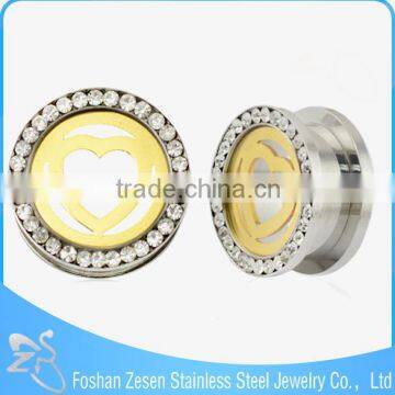 Gold Plated Surface Engraved Ear Tunnel Plugs Body Piercing Jewelry photo-5