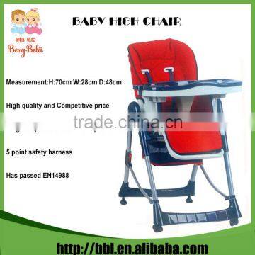 EN14988 Approved Eco-Friendly Foldable All Age Babies Recommended Plastic Feeding High Chair