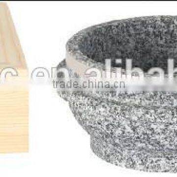 Stone cooker pot with wood frame stone cookware granite stone