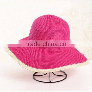 QXSH0019 Floppy Panama Hat New Summer Straw Hat With Flower Beach Hat photo-2