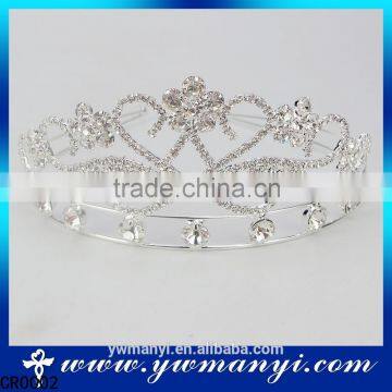 2016 luxury bride alloy silver plated with rhinestone crown crystal crown hair jewelry CR0002