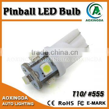 6.3v ac T10 194 wedge 555 3528 5SMD pinball led bulb
