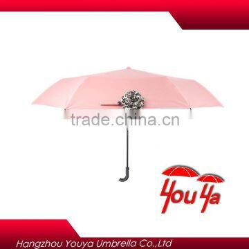 2016 hight grade black coated compact folding umbrella