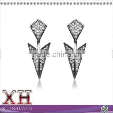 Black Rhodium White Cubic Zirconia 925 Silver Rock and Roll Earrings