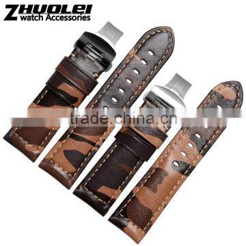 high quality Camouflage genuine calfskin leather watch Bracelet 24mm Wholesale 3PCS
