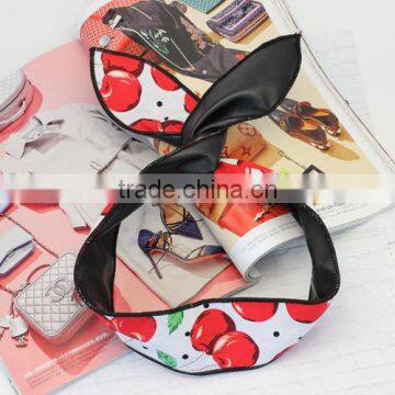 korean fashion new design high quality apple printed leather sexy cat ear hair band headbands