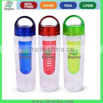 plastic Promotional sports tritan water bottle with colorful tea infuser and loop lid