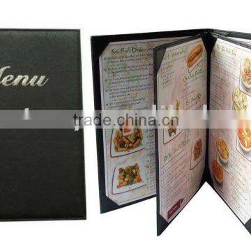 4 folder PU leather menu cover