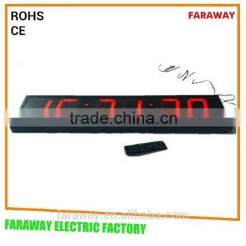 6"&7"large red remote led digital wall clock with countdown/countup function for sports