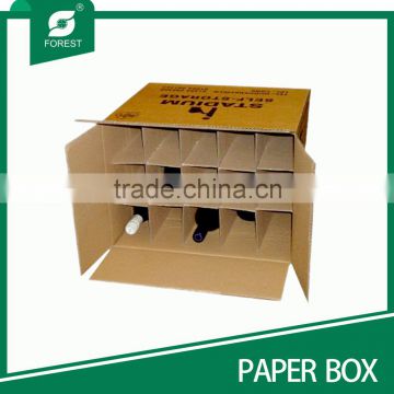 CORRUGATED CARDBOARD BOX FOR WINE BOTTLES WITH DIVIDER