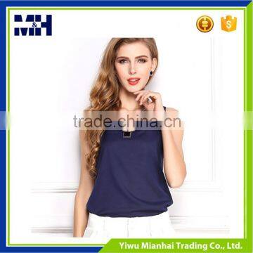 Wholesale Candy Color Fashion Chiffon Sleeveless Shirt For Women